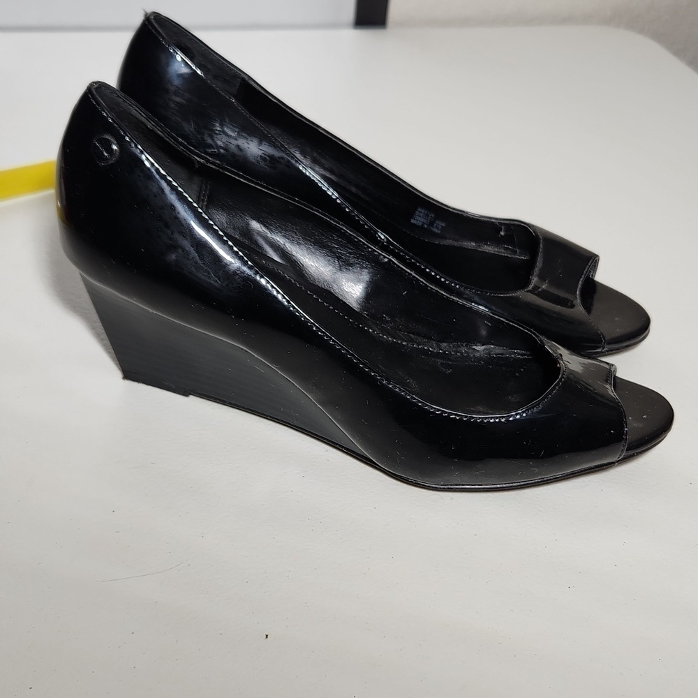Calvin Klein Shoes Womens Size 9 Black Wedge Heels Shelly Patten
